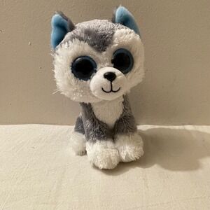 Ty Beanie Boos Slush Husky Dog Plush Stuffed Animal Blue‎ Eyes 6 inch